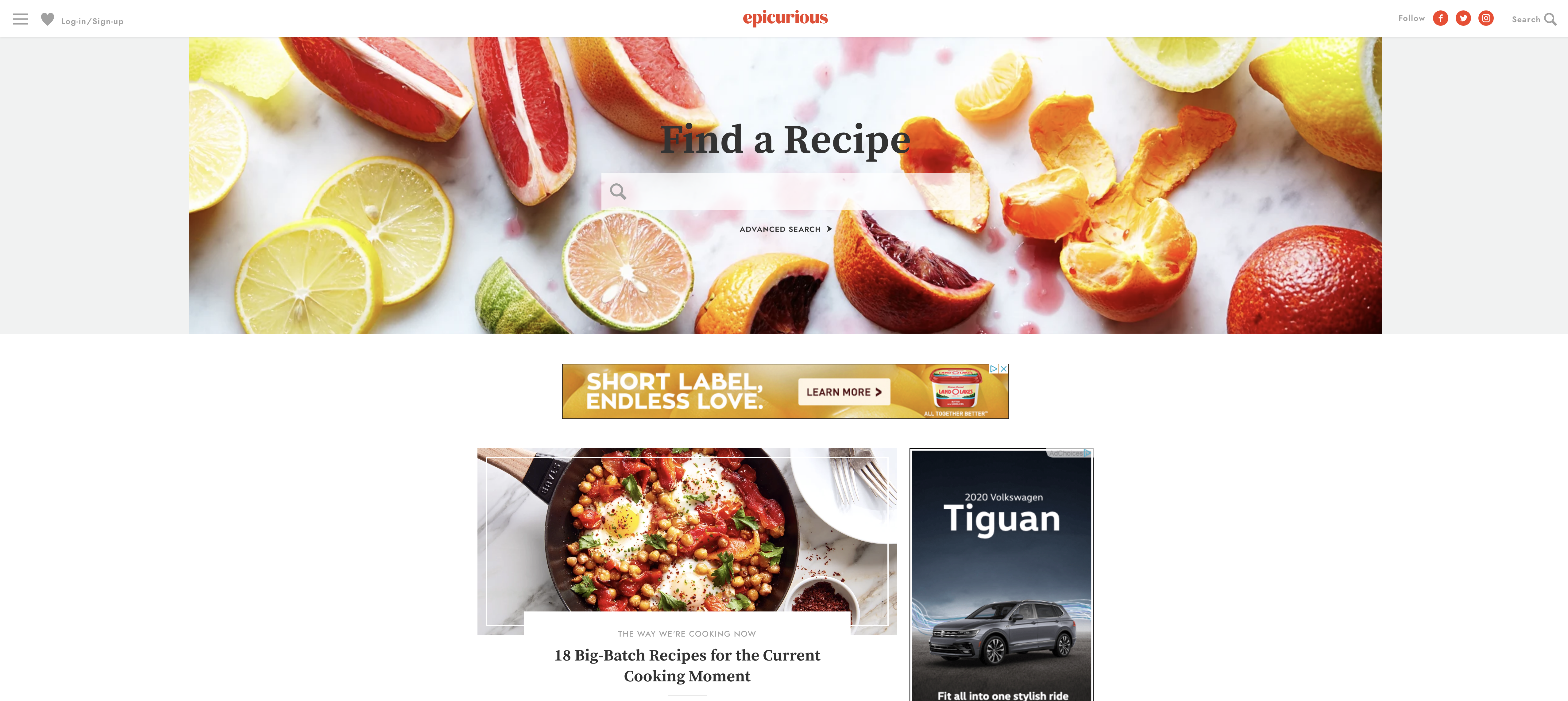 Epicurious Home Page