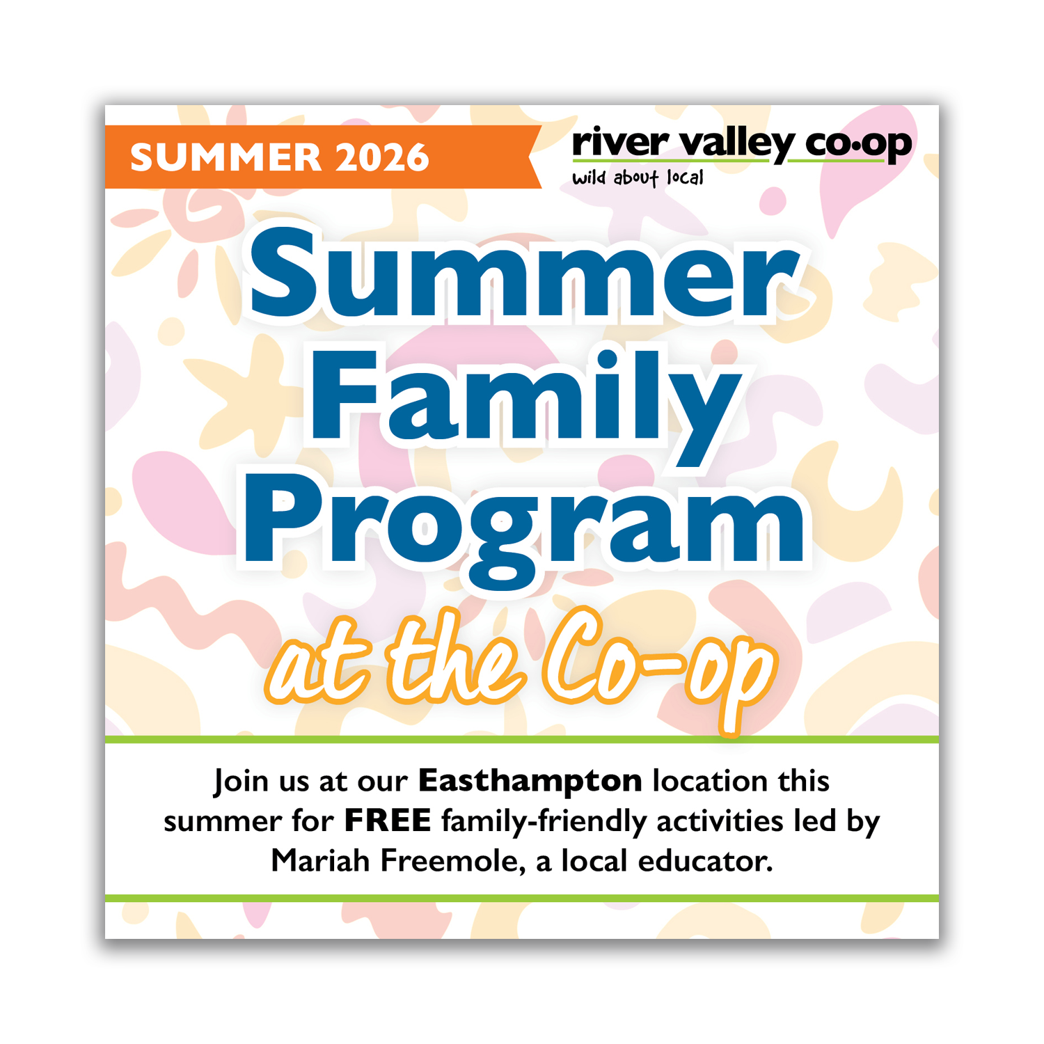 Click to view our schedule of summer family program workshops!