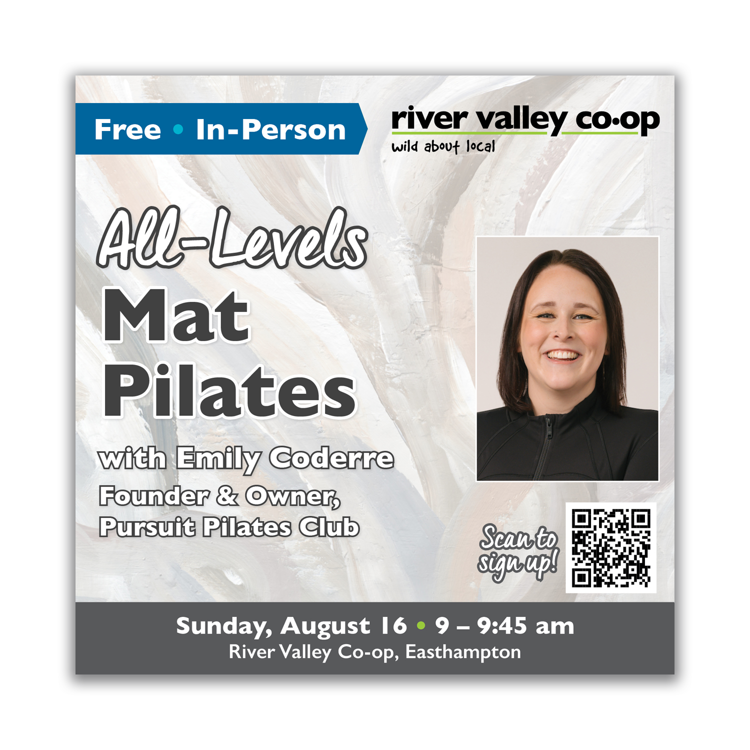 Click to register for "All-Levels Mat Pilates" with Emily Coderre